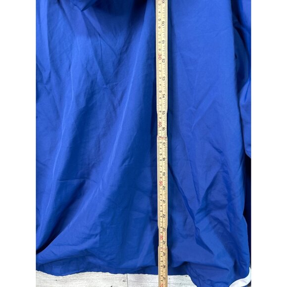 Sport Tek Menendez Soccer Jacket ‎ L Blue White Hooded Half Zip Windbreaker - Picture 10 of 14